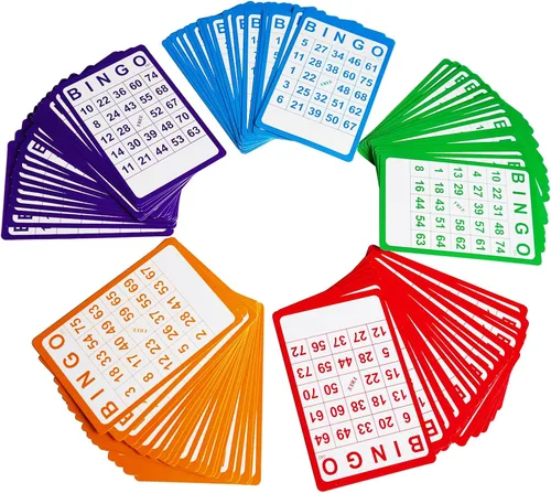 Vista 6 de Yuanhe 100 tarjetas de bingo Resuable Bingo Juego de papel cartulina a granel, 5