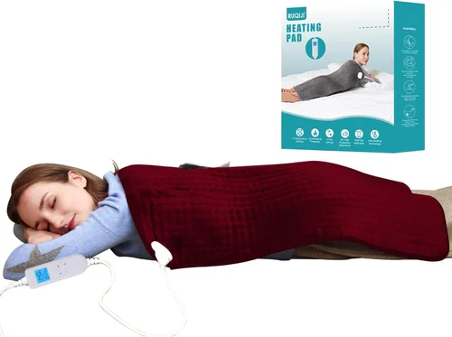 Vista 12 de Ruqiji Almohadilla térmica de cuello y hombro con peso de 19 x 24 pulgadas, 2.5 libras con 12 ajustes de temperatura y temporizador de cuenta
