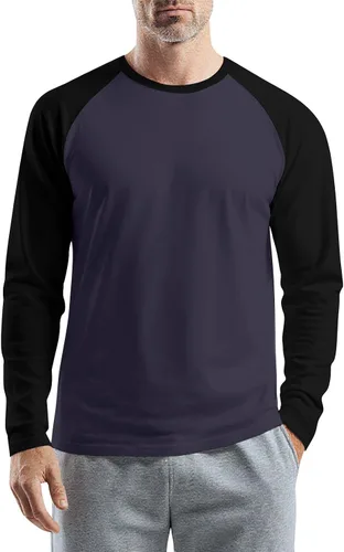 Vista 8 de Camisas de manga larga para hombre, camiseta casual de cuello redondo, suave, elástica, M-3XL