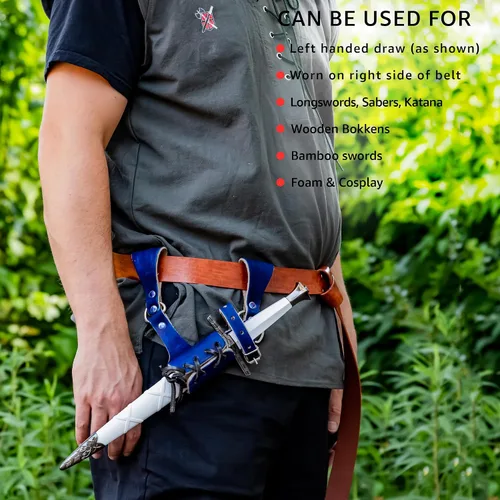 Vista 8 de Armory Replicas™ - Rana espada de cuero hecha a mano – Disfraz medieval LARP hebilla ajustable y cinturón de arma con cable soporte