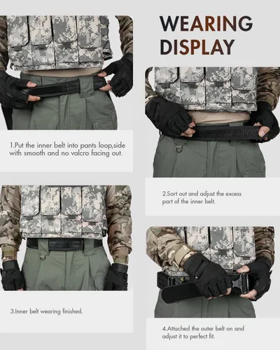Vista 5 de Cinturón táctico Balttle de 2 pulgadas, cinturón de combate de guerra Molle Rigger con hebilla de liberación rápida para hombres