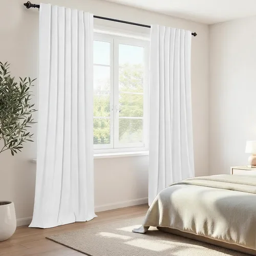 Vista 84 de KOUFALL - Cortinas de medio estilo francés de lino para ventana, juego de 2 cortinas cortas de 40 pulgadas de longitud, para privacidad, cortinas