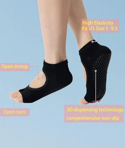 Vista 2 de LEMON GIRL 23 pares de calcetines de yoga antideslizantes para mujer, calcetines de pilates sin dedos, ideales para yoga, pilates, EE. UU. 5-9.5