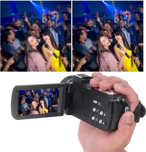 Vista 5 de Luqeeg Videocámara digital, videocámara de video 4K Ultra HD, zoom digital de 18X, cámara de vlogging de 48MP con pantalla táctil de 3 pulgadas