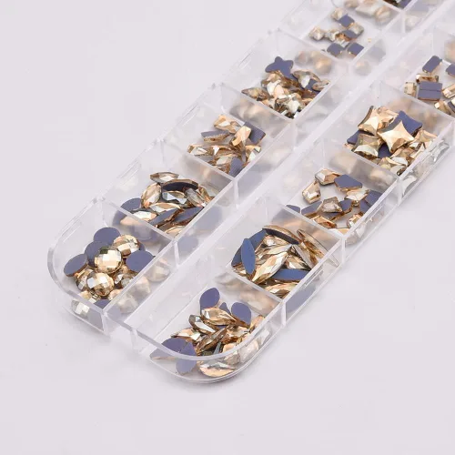 Vista 3 de 180pcs 12 Estilos de Cristal Flatback Champagne 3D Nail Art Champán