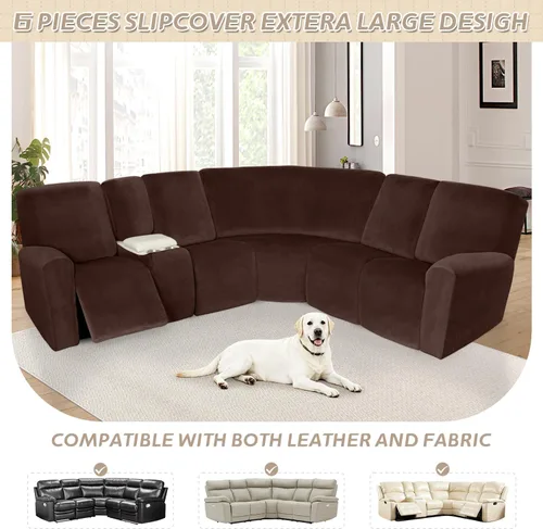 Vista 563 de Arfntevss Fundas de sofá seccional reclinable de terciopelo, Funda de sofá seccional de esquina para sofá reclinable, Funda elástica suave