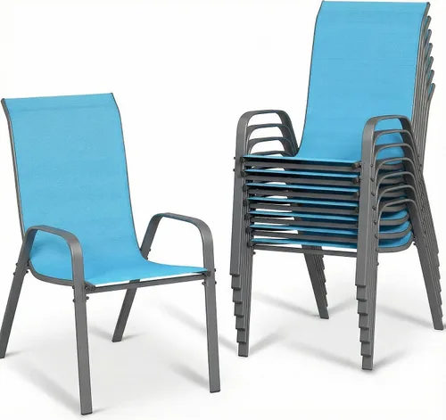 Vista 11 de MAMIZO Sillas de comedor para patio, silla Teslin apilable para todo tipo de clima, juego de sillas transpirables resistentes al aire libre