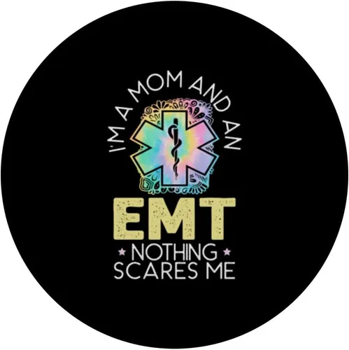 Vista 3 de PopSockets para cuidado de la salud paramédico de Soy una mamá y una EMT EMS PopGrip intercambiable