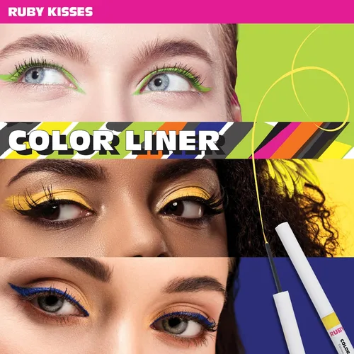 Vista 3 de Ruby Kisses Color Liquid Eyeliner Delineador de ojos resistente al agua de larga duración 0.1 fl oz (0.10 fl oz.) (negro)