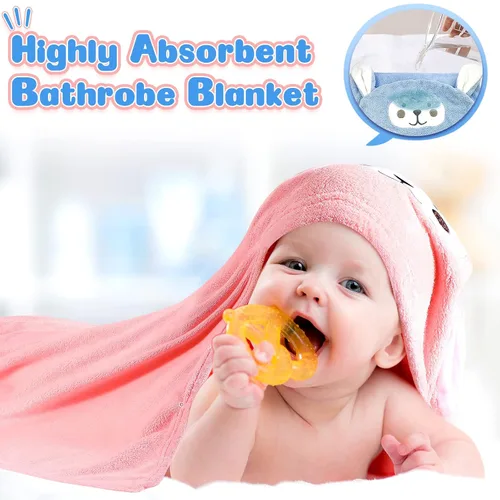 Vista 5 de Kenning Paquete de 4 toallas de baño con capucha de 28 x 55 pulgadas, toallas de baño para niños pequeños con capucha, toalla de baño con capucha