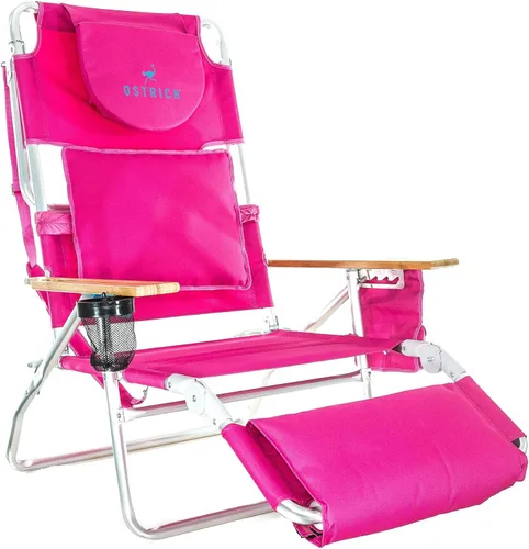Vista 14 de Ostrich Silla reclinable de salón, Tumbona plegable de lujo para exteriores 3 en 1, Verde Lima - Reclinador compacto y portátil para bronceado
