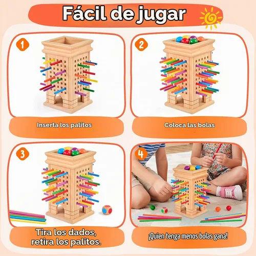 Vista 5 de Montessori - Juego de mesa de madera con 42 palos para niños de 3 a 5 años