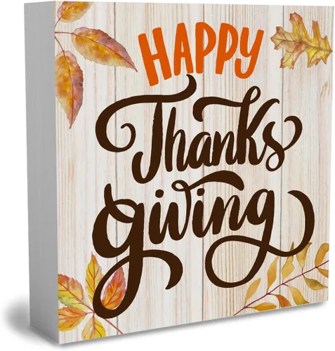 Vista 8 de Cartel rústico de madera de Acción de Gracias, caja de madera decorativa de otoño, bonita caja de madera decorativa para pared, escritorio, hogar
