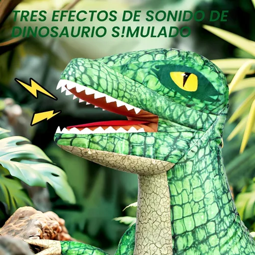 Vista 2 de Jovow Juguete inflable de dinosaurio con control remoto de 2.4 GHZ para niños, dinosaurio de juguete eléctrico con rotación de 360°, hacia adelante