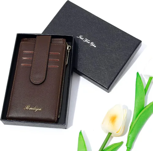Vista 6 de Badiya Tarjetero para mujeres con RFID, carteras delgadas, plegables, tarjetero multifuncional, monedero