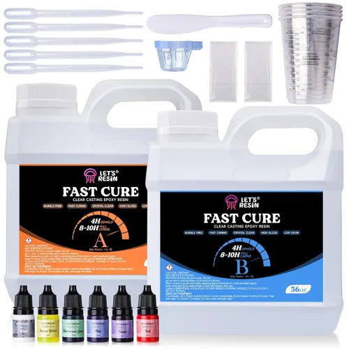 Vista 10 de Kit de resina epoxi de 1 galón LET'S RESIN con pigmento de color, kit de resina epoxi transparente y sin burbujas, sin amarillamiento y resina