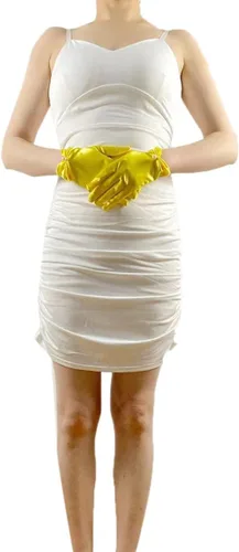 Vista 6 de Vestido de novia de satén para mujer, fiesta de ópera, guantes de los años 20, guantes hasta la muñeca