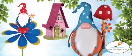 Vista 2 de Sunset Vista Designs 93635 Gnomo Collection Birdhouse, rosa intenso y verde Rosa Hot & Verde