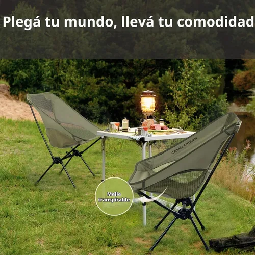 Vista 7 de CAMEL CROWN Silla portátil de camping ligera y compacta plegable con malla para acampar al aire libre, viajar, playa, picnic, festival, senderismo