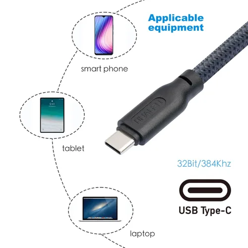 Vista 2 de Cable de audio USB C a doble XLR macho - 3.3 pies, estéreo de 32 bits/384 Khz, compatible con teléfonos móviles, altavoces activos y amplificadores