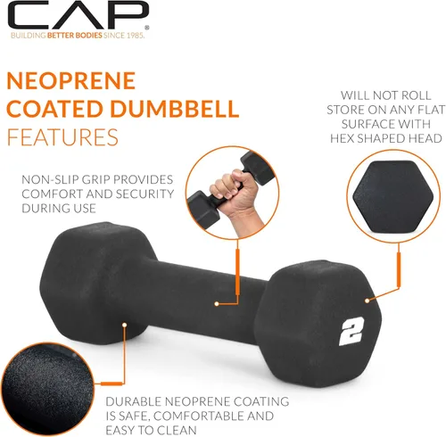 Vista 3 de CAP Pares y juegos de mancuernas de neopreno Barbell Negro