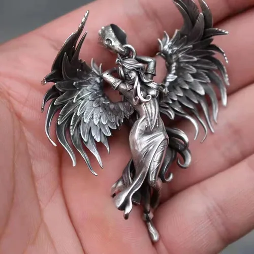 Vista 3 de Amposei Collar con colgante de ángel de la guarda, collares con colgante para mujeres y hombres, collar de ángel guardián, regalos con colgante