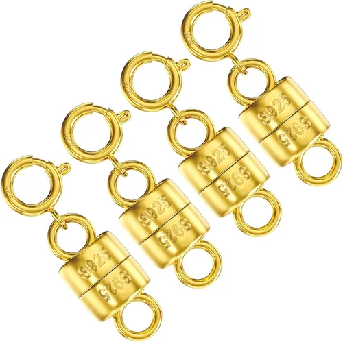 Vista 7 de OHINGLT Cierres y cierres magnéticos para collares de plata de ley 925, convertidor de cierre magnético de oro y plata para suministros