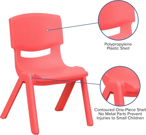 Vista 17 de Flash Furniture - Silla escolar apilable de plástico azul con altura de asiento de 10 1/2 pulgadas Construcción duradera, uso comercial