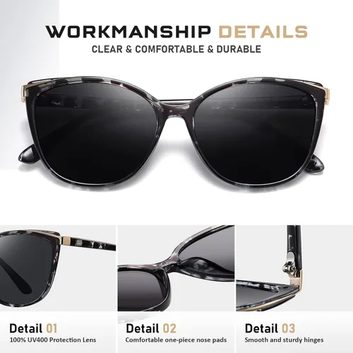 Vista 28 de Gafas de sol de moda ojo de gato para las mujeres moda Cateye UV400 protección gafas CL22017