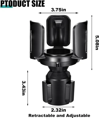 Vista 2 de Expansor de portavasos para automóvil, adaptador de portavasos multiusos con base ajustable, organizador de vasos automático compatible con botellas