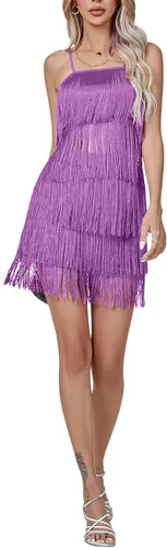 Vista 6 de LYANER Conjunto sexy de dos piezas con flecos sin mangas y falda corta para mujer