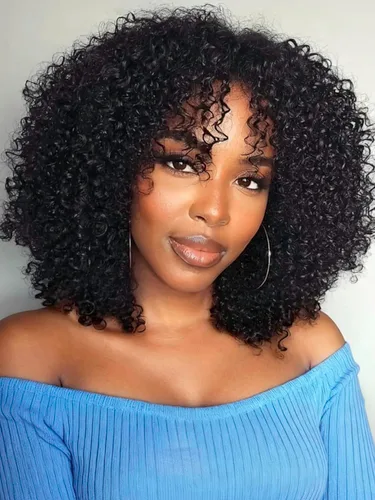 Vista 12 de KLAIYI Bye Bye Slip™ - Pelucas de cabello humano con encaje frontal 7x5, color marrón castaño degradado, rizado, sin pegamento, precortadas de 7 x