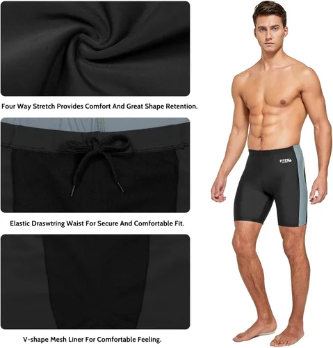 Vista 4 de FitsT4 - Traje de baño para hombre, atlético, carreras, entrenamiento, natación, jammer, traje de baño duradero