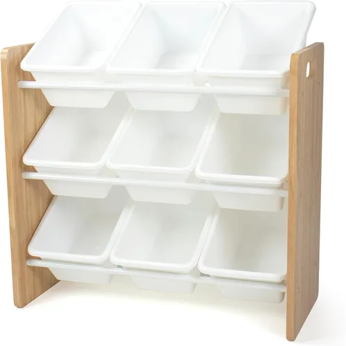 Vista 11 de Humble Crew Organizador de juguetes para niños con 9 contenedores Papeleras blancas/Panel gris