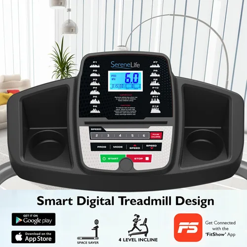 Vista 4 de Máquina de ejercicios eléctrica plegable para hacer ejercicio – Cinta de correr digital compacta inteligente con sincronización de aplicación