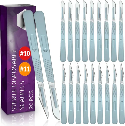 Vista 14 de MyMed Bisturíes desechables Cuchillas afiladas de acero al carbono #10 Bolsas individuales estériles para dermaplaining, podología