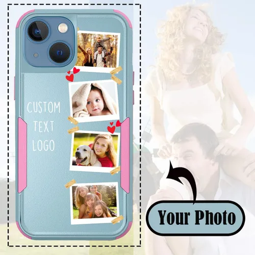 Vista 2 de Funda personalizada para iPhone 13 Mini, múltiples imágenes/fotos, 3 capas de protección resistente, a prueba de golpes, a prueba de polvo