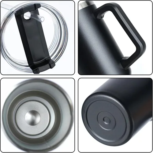 Vista 5 de Vaso personalizado con foto con asa y nombres, imagen personalizada, texto de 40 onzas, tazas de viaje de acero inoxidable con aislamiento