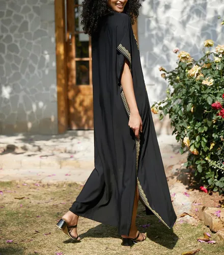 Vista 5 de Vestido de caftán turco bordado para mujer, largo caftán, ropa de descanso, camisón para traje de baño, ropa de playa