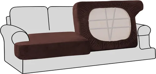 Vista 41 de H.VERSAILTEX Fundas de terciopelo elástico para silla con cojín en forma de T para sala de estar, funda de sofá, funda de asiento con cojín