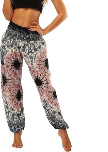 Vista 2 de Lus Chic Womens Boho Pants Harem Smocked Waist Yoga Hippie Palazzo Summer Beach Pants