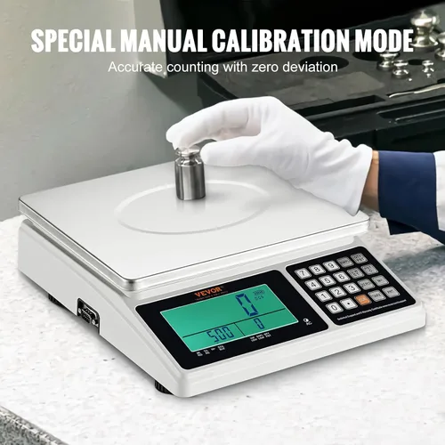 Vista 6 de VEVOR Báscula de conteo industrial, 66.1 lbs x 0.04 oz, báscula digital para piezas y monedas, unidades de g/kg/lb, báscula electrónica de gramos