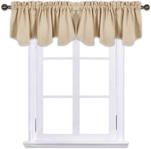 Vista 17 de NICETOWN - Cortinas con valances azul piedra para ventana de sala de estar, dormitorio, baño, 2 paneles estilo granja rústico para comedor, cortinas