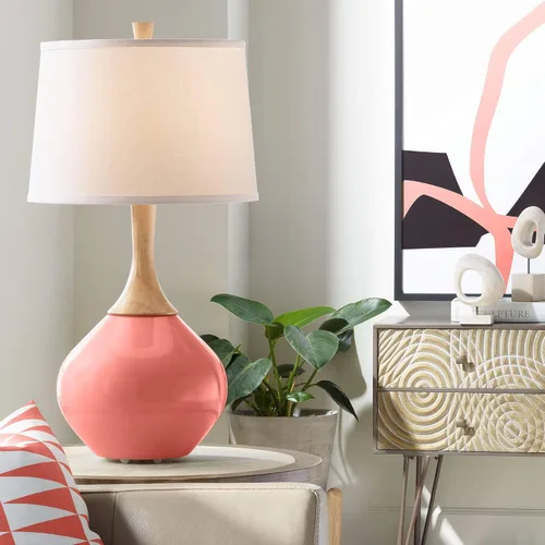 Vista 18 de Color + Plus Wexler 31" White Shade Mellow Coral Pink Table Lamp