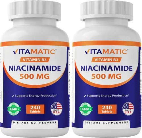 Vista 10 de Vitamatic Niacinamida 500 mg 240 Tabletas - Vitamina B3 sin rubor - Apoya la producción de energía