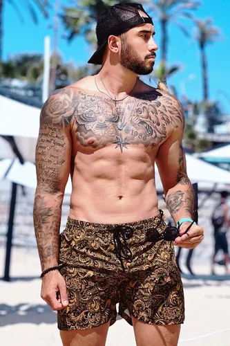 Vista 2 de GINGTTO - Traje de baño para hombre con forro de malla, pantalones cortos de playa