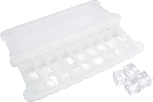 Vista 13 de Bandeja de cubitos de hielo, bandeja de hielo de silicona suave con tapa de polipropileno, bandejas flexibles para cubitos de hielo para congelador