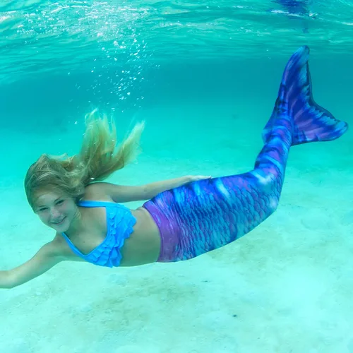 Vista 8 de Fin Fun Cola de sirena de edición limitada para nadar para niñas y niños sin monoaleta 06 Moon Dive