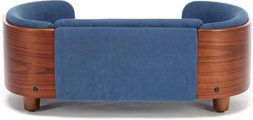 Vista 4 de HomSof Cama elevada para perros y gatos de 26.38 pulgadas, sofá para mascotas con patas de madera maciza y respaldo de madera doblada con cojín