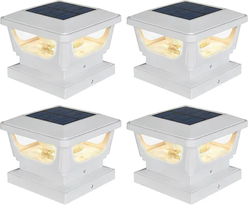 Vista 10 de Luces solares para postes de metal de 3 x 3 pulgadas, vinilo y madera de 4 Armazón negra